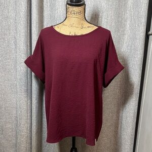Entro Rich Burgundy Short Sleeve Top